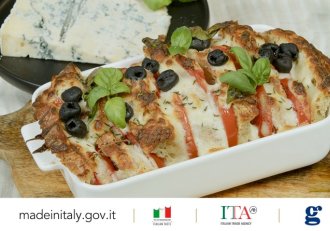 Aperitiv la cuptor cu sos bechamel preparat cu gorgonzola dulce